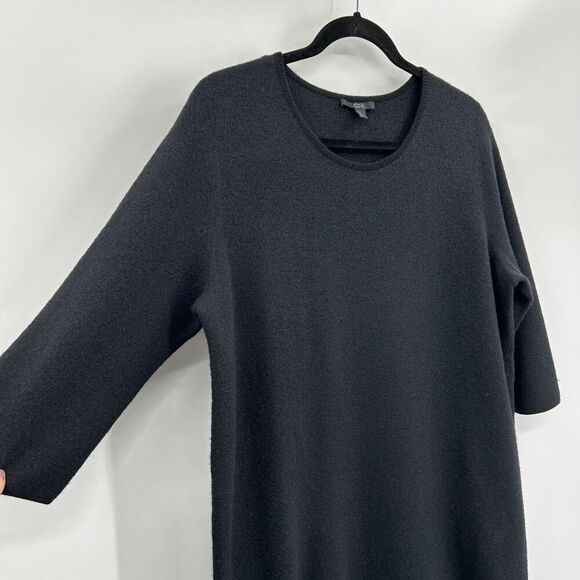 COS Women's Black 100% Wool Long Sleeve Boxy Oversized Tunic Shift Dress Small - Picture 4 of 8